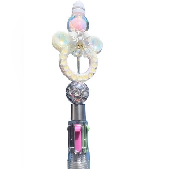 White Wedding Bells Mouse Multiple 4 Ink Crackle Beaded Iridescent Pen - Picture 8 of 8